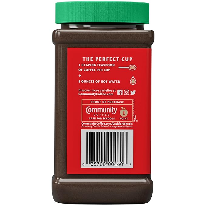 Community Coffee Café Special Decaf Instant Coffee Medium Dark Roast 7 Ounce Jar (Pack of 12)