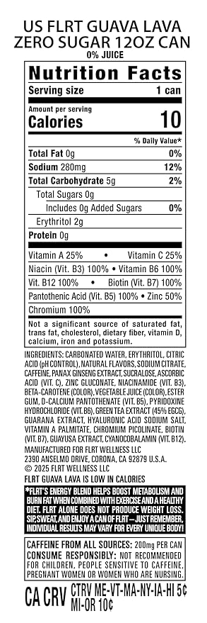 FLRT Energy Guava Lava Clean Energy Energy Drink 12 Fl Oz (Pack of 12)