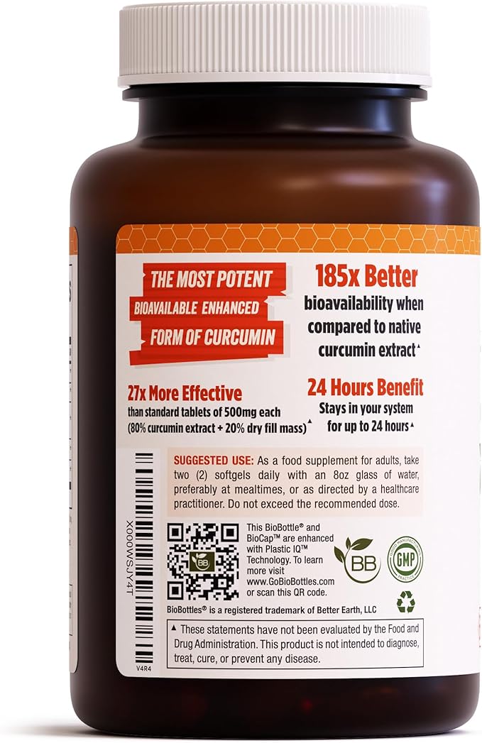 A1Vitality NovaSOL Turmeric Curcumin 1000mg – Clinically Proven 185x Higher Absorption – Promotes Joint Comfort Mobility &amp Overall Wellness – Non-GMO Doctor Formulated 60 Softgels.
