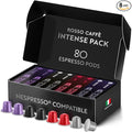 ROSSO CAFFÈ Espresso Coffee Pods for Nespresso Original Machines - 80 Capsules Dark Roast Intense Pack 4 Strong and Robust Flavors - Made in Italy