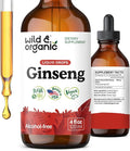Wild &amp Organic Korean Panax Ginseng Extract Liquid - Red Ginseng Root Supplement for Overall Well-Being - Immune Support Drops - Vegan Sugar &amp Alcohol-Free Tincture - 4 fl oz