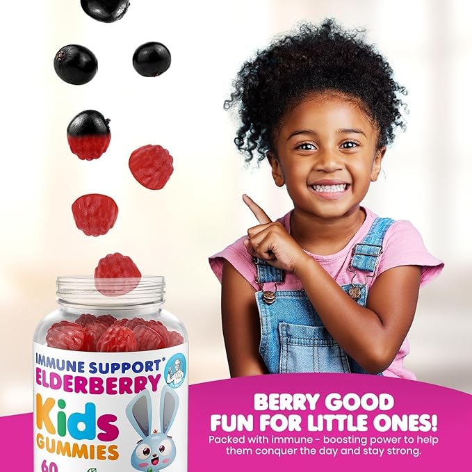 DR. MORITZ Elderberry Gummies for Kids &amp Toddlers - Immune System Booster- Health Support with Black Sambucus Elderberries Extract - Herbal Immunity Boost Supplement