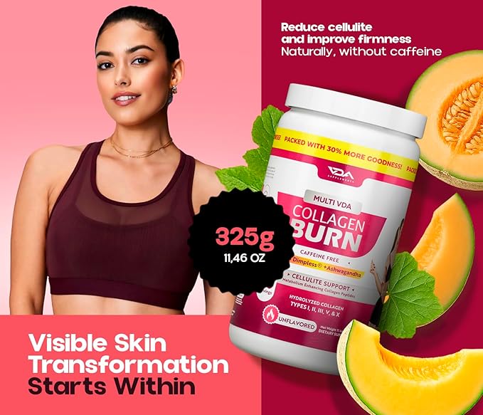 Hydrolyzed Collagen Powder for Weight Loss - Burn Ultimate Beauty Complex Multi Peptides Powder for Women with Types I II III V and X for Fat Burning Support Unflavored 40 Servings
