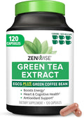 Zenwise Health Green Tea Extract Capsules for Men &amp Women - EGCG Supplement with Green Coffee Bean Extract Boosts Energy &amp Memory - Immune Support for Skin Brain &amp Hearth Health - Vegan -