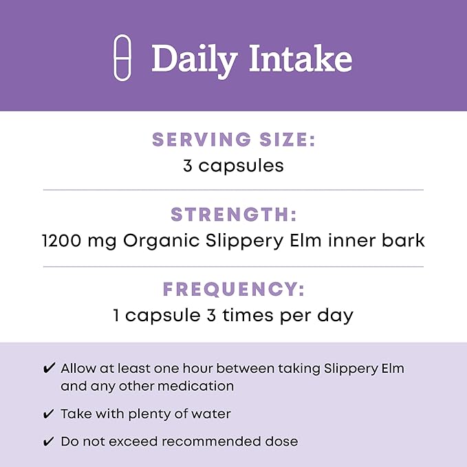 Oregon's Wild Harvest Slippery Elm Herbal Supplement Organic Vegan Capsules - 180 Count