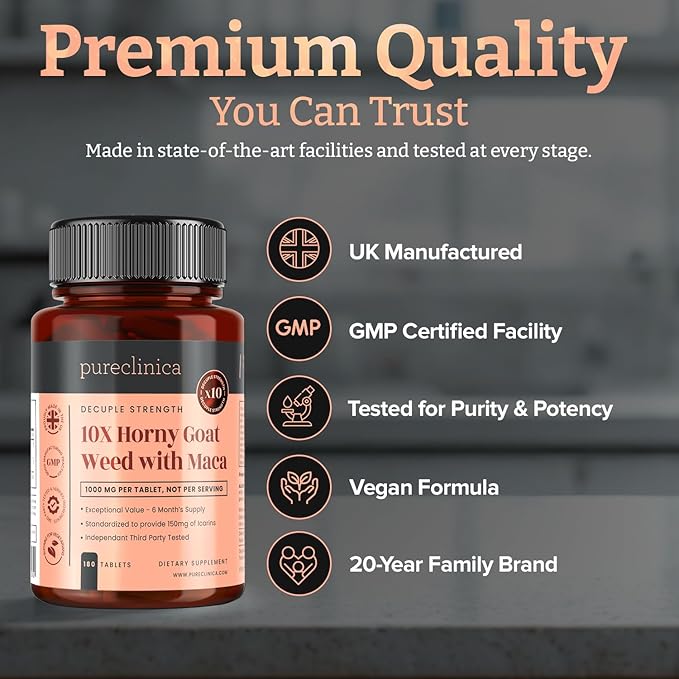 10X Horny Goat Weed Extract (3750mg) Maca Extract (2500mg) x 360 Tablets (2 Bottles of 180) - 1 Years Supply
