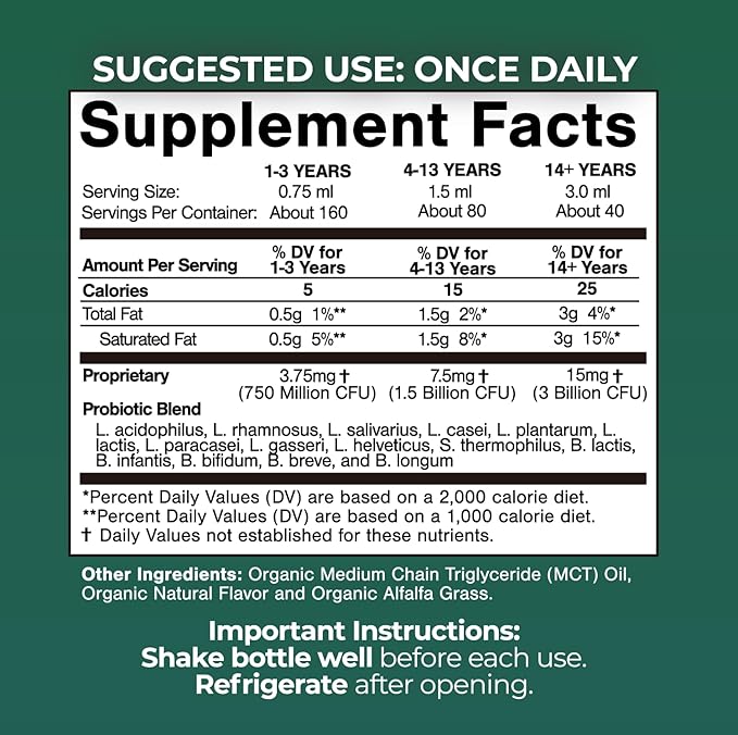 USDA Organic Liquid Probiotics for Men Women &amp Kids | 15 Clinically Studied Strains | Digestive Support Immune &amp Gut Health | Maximum Strength | 98% Absorption | Vegan Non-GMO | 40 Serv