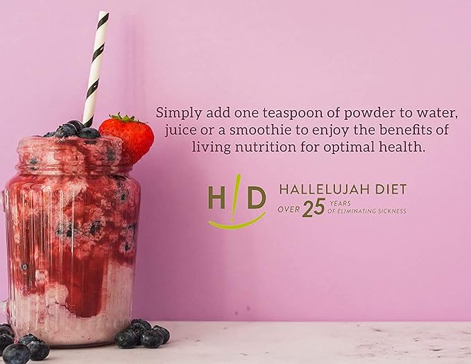 Hallelujah Diet Organic BarleyMax - Barley and Alfalfa Green Juice Powder Berry Flavor 8.5 Ounces (60 Day Supply)
