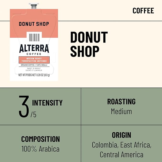 ALTERRA Coffee Donut Shop Blend Single Serve Freshpacks for MARS DRINKS FLAVIA Brewer 20 Packets
