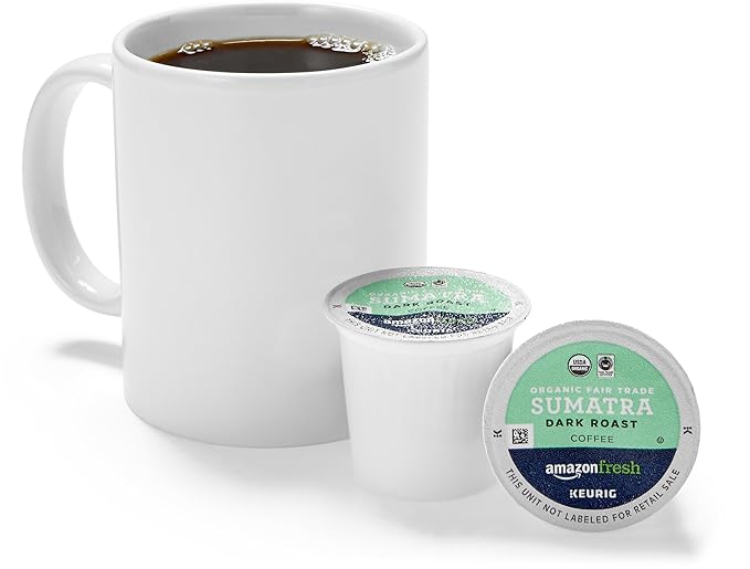AmazonFresh 80 Ct. Organic Fair Trade K-Cups Sumatra Dark Roast Keurig K-Cup Brewer Compatible