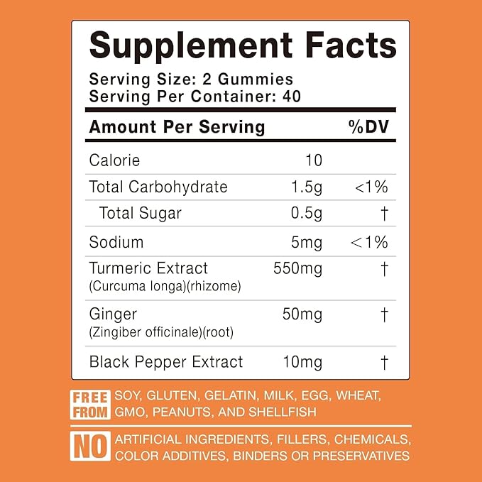 Turmeric Curcumin Gummies with Ginger &amp Black Pepper Extract - 3 Pack Tumeric Gummy Supplements for Pain Inflammation Joint Weight Health Support - Vegan Organic Gelatin-Free - for Adults and Ki