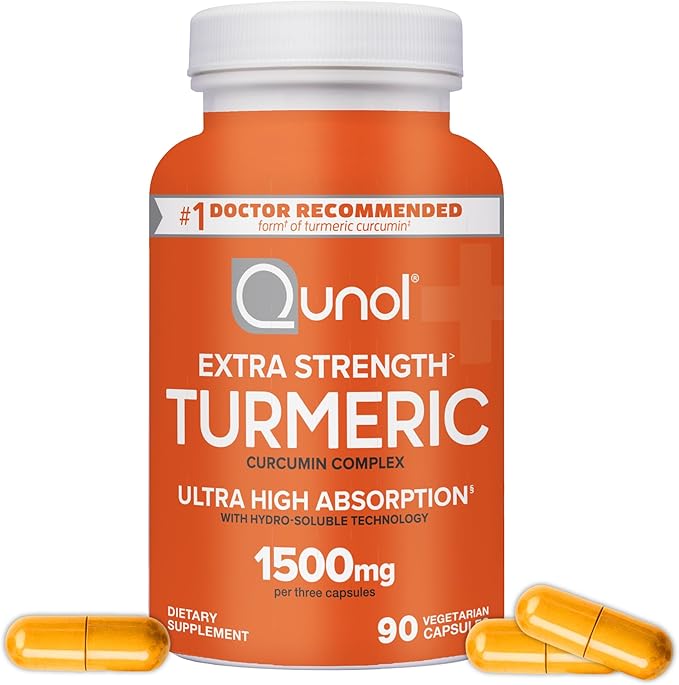 Turmeric Curcumin Capsules Qunol with Ultra High Absorption 1500mg Joint Support Dietary Supplement Extra Strength 90 Vegetarian Capsules
