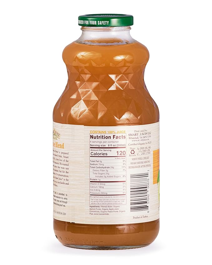 Smart Juice Organic Sunrise Blend Juice - 32 fl oz glass - (Pack of 6) 100% Juice