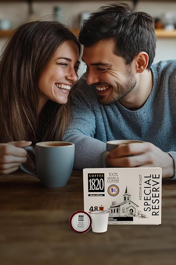 Café 1820 Special Reserve Ground Coffee Cups Premium Costa Rican Blend 100% Arabica Medium/Dark Roast Compatible with Keurig Machines 48 Pods