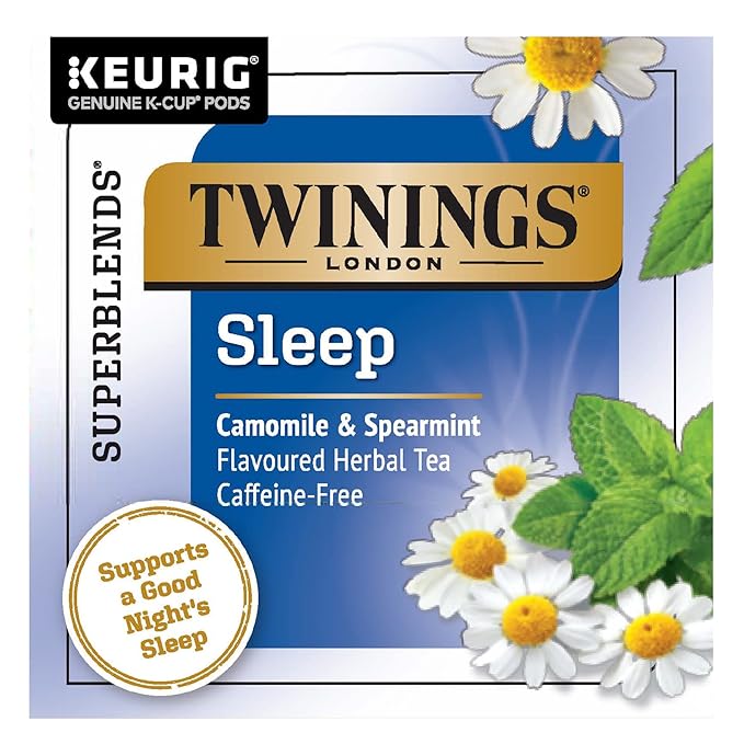 Twinings Nightly Calm Herbal Tea K-Cup Pods for Keurig - Sleep Tea Bedtime Caffeine-Free Tea Blend Soothing Chamomile Relaxing Spearmint Subtle Lemongrass Flavor 12 Count (Pack of 2)