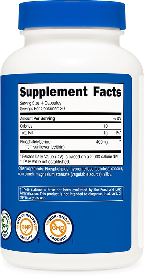 Nutricost Phosphatidylserine 400mg 120 Capsules - Soy Free 30 Servings Vegetarian Friendly Non-GMO Gluten Free (Pack of 2)