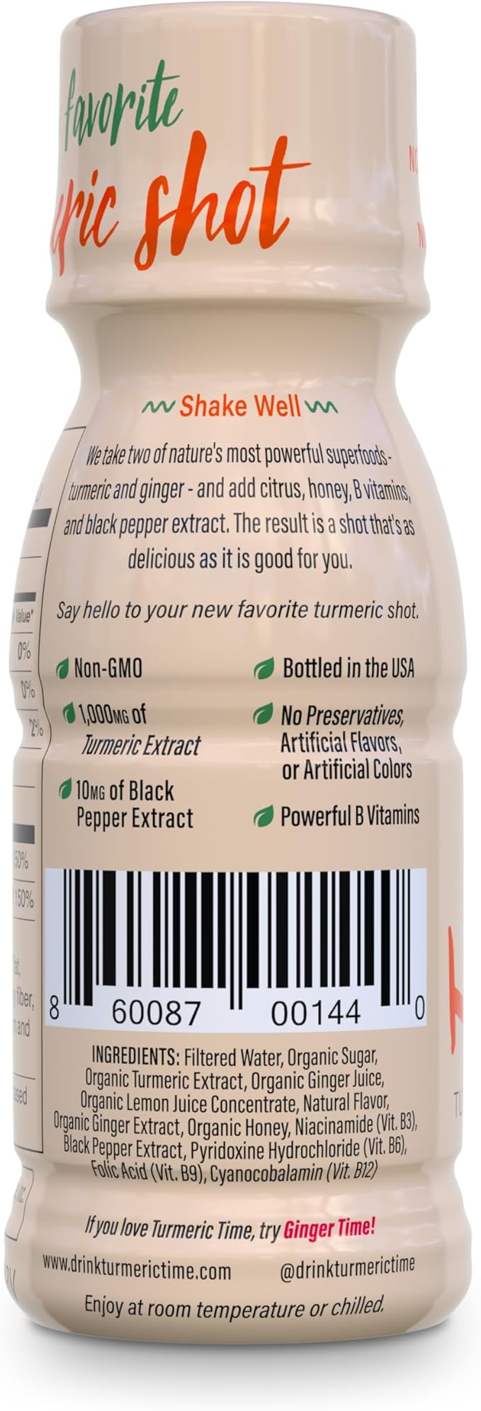 Turmeric Shots - Turmeric with Ginger Citrus &amp Honey | Non-GMO | No Preservatives or Artificial Flavors/Colors/Sweeteners | B Vitamins | Liquid Turmeric (12 Pack)