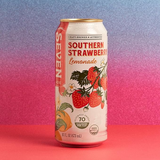 SevenTeas Southern Strawberry Lemonade 16 OZ (Pack of 12 Cans) Organic
