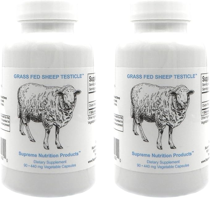 Supreme Nutrition Sheep Testicle - 100% Grass Fed and Finished in New Zealand 90 Capsules of Pure Ovine Testicle (Pack of 2)