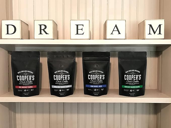 Rwanda Rum Barrel Aged Coffee - Ground 12oz and Bourbon &amp Whiskey Barrel Aged Coffee - Ground - 4 Bag Coffee Set 16oz