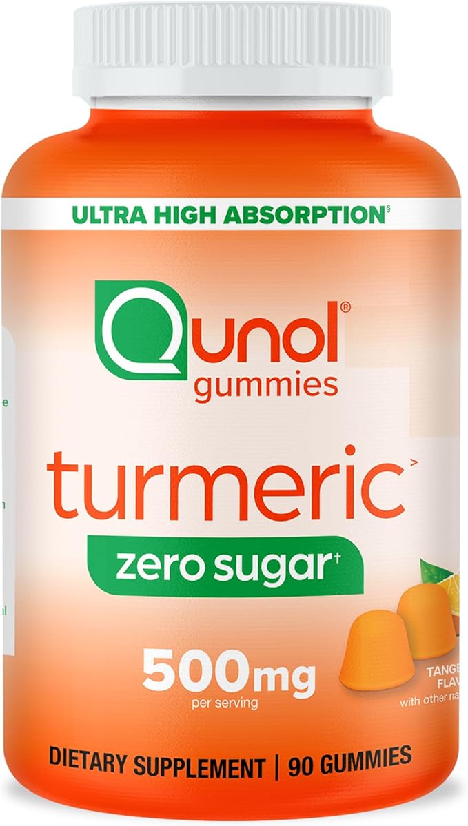 Qunol Zero Sugar Turmeric Gummies Gummy with 500mg Turmeric Curcumin Joint Support Supplement Ultra High Absorption Turmeric Curcumin Vegetarian Gluten Free 90 Count