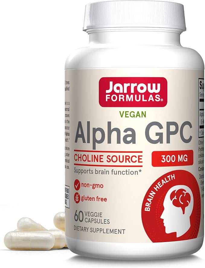 Jarrow Formulas® Alpha GPC 300mg Dietary Supplement Brain Health Supplements for Adults 60 Veggie Capsules 30 Day Supply