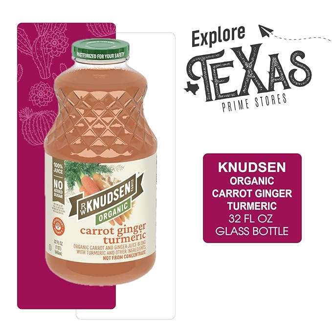 R.W. Knudsen Organic 2-Pack Carrot-Ginger-Tumeric Fruit Juice 100% USDA 32 fl oz Glass Bottle + 1 Utility Freebie by Lavinia (32 fl oz)