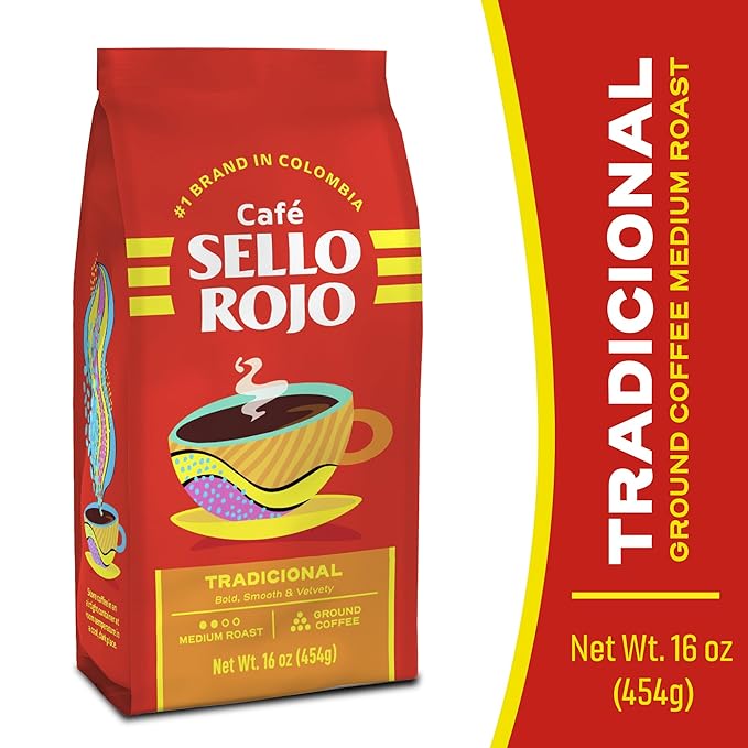 Sello Rojo Tradicional Medium Roast Ground Coffee 16 oz (Pack of 5)