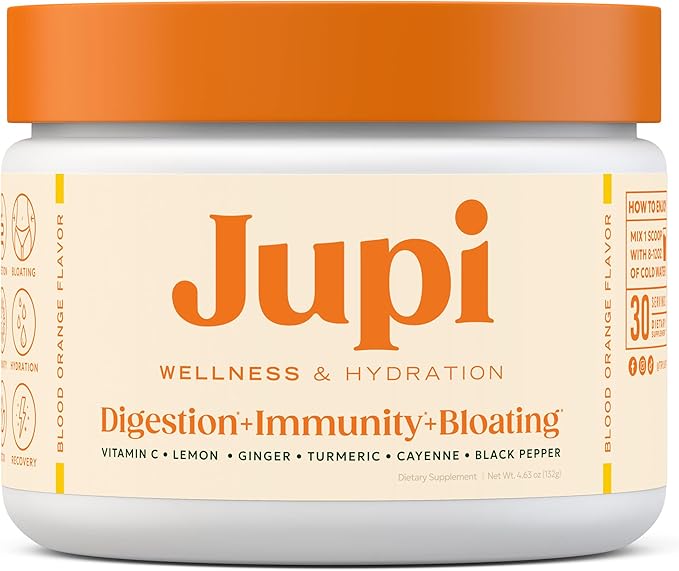 Jupi Hydration &amp Wellness Powder – Turmeric &amp Ginger shots Vitamin C Supplement for Energy Immune Support &amp Digestive Health – Vegan Gluten-Free Drink Mix for Men &amp Women Citrus Fl