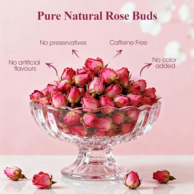 Rose Bud Tea Dried Red RoseMQUPIN Rose Tea 100% Natural Pure Flower Edible Buds Tea Culinary Food Grade Red Rosebud for Drinking DIY Gift (250g/3Packs)