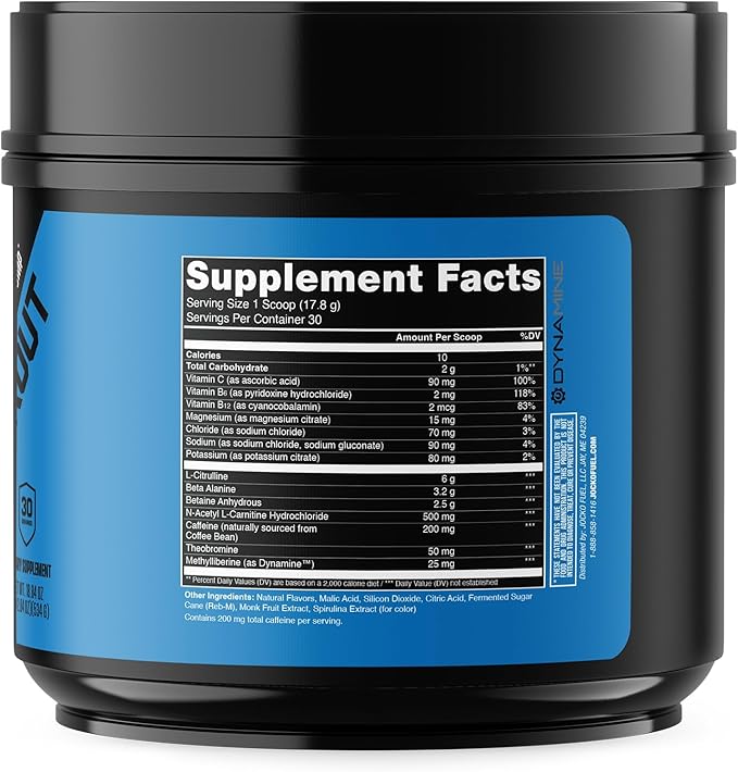 Jocko Fuel Pre Workout for Men &amp Women - High Stim Low Sugar Blend with Beta Alanine + L-Citrulline Support Muscle Pump Energy &amp Recovery 200mg of Caffeine Nitro Pop 30 Servings 1.31lbs (