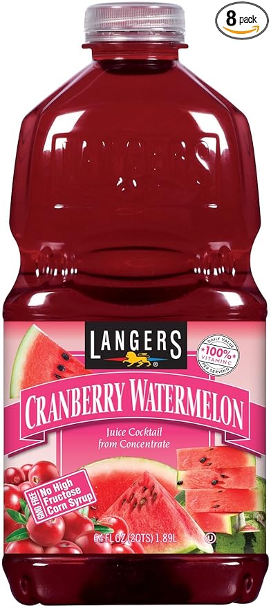 Langers Juice Cocktail Cranberry Watermelon 64 Fl Oz (Pack of 8)