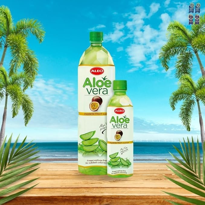 ALEO 1.5L Premium Passion fruit Aloe Vera Drink - Natural No Preservatives No Artificial Colors Superior Taste Award 2025