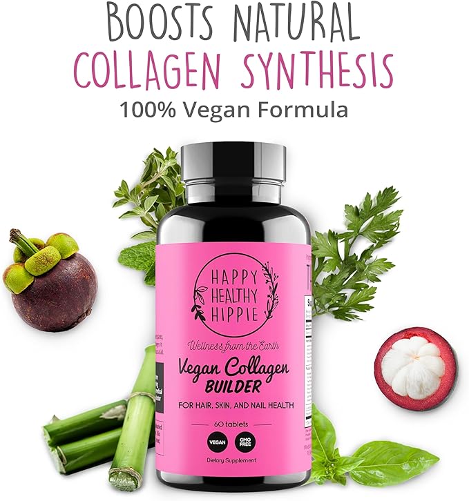 Happy Healthy Hippie PeriPeace Supplements for Women &amp Vegan Collagen Builder w/Hyaluronic Acid