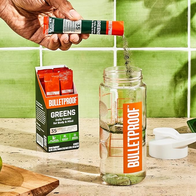 Bulletproof Greens Packets 15 Count Daily Greens Powder with Superfoods and Nootropics Full Serving of Vegetables Essential Nutrients