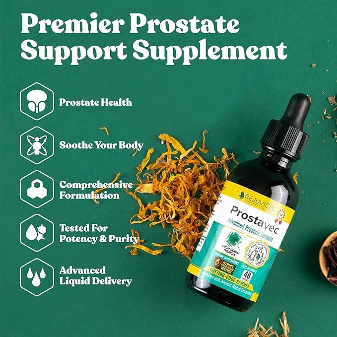Prostavec Advanced Prostate Support Supplement - Liquid Formula for Faster Absorption with Pygeum Saw Palmetto Stinging Nettle + Turmeric &amp Damiana - Vegan Non-GMO - 4 fl oz