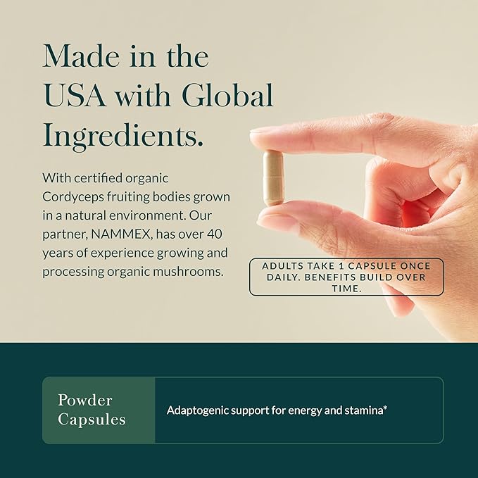 Gaia Herbs Cordyceps Mushroom - Traditionally Used to Support Sustaining Energy &amp Endurance* - One Daily with Organic Cordyceps Mushroom - 40 Vegan Liquid Phyto-Capsules (40 Servings)