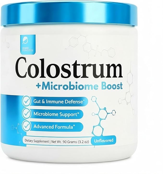 Colostrum Powder | Grass-Fed Bovine Colostrum with Akkermansia Probiotic 1B AFU | Microbiome &amp Gut Support | High IgG Advanced Formula | 90 Servings