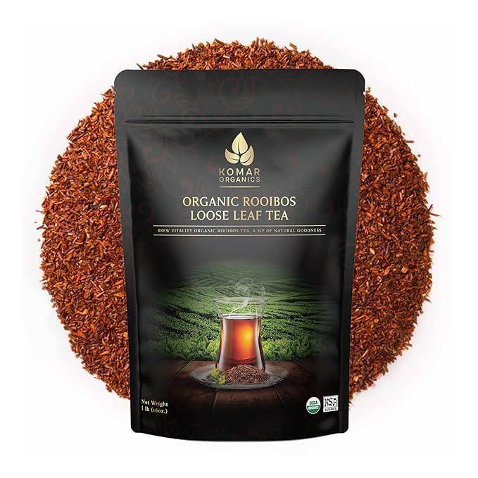 Komar Organics Rooibos Tea 16oz Organic South African Loose Leaf Tea Natural Taste Easy to Prepare From Cape Province