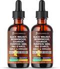 Wormwood Black Walnut Cleanse for Humans Drops Liquid Soursop Garlic Pumpkin Seed PAU D'Arco Oil of Oregano Turmeric Berberine Neem Extract Hull Bark Tincture - 4 oz