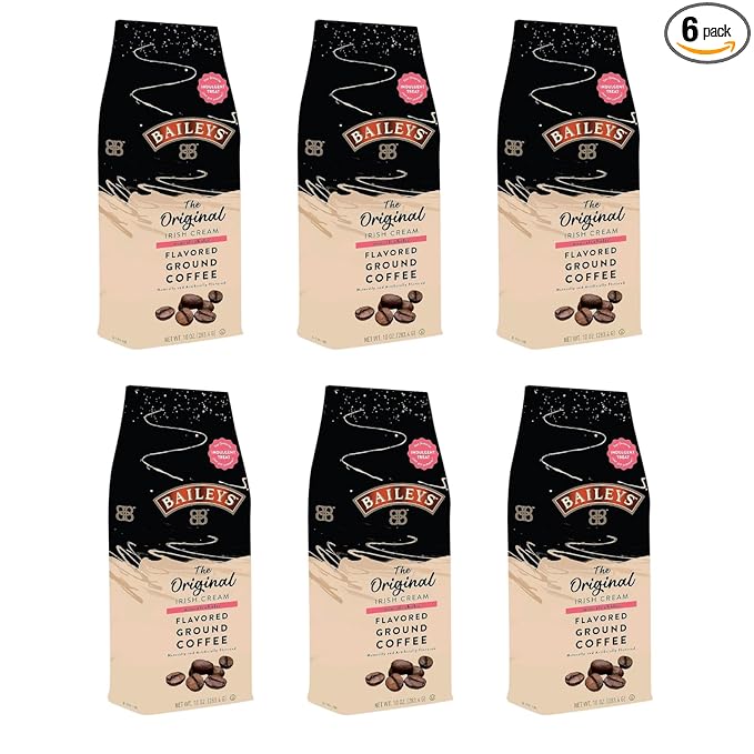 Baileys Original Irsh Cream Flavored Medium Roasted Ground Coffee - 10 Ounce Bag (Pack of 6)