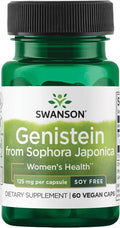Swanson Soy-Free Genistein Plant-Based Supplement for Women Seeking Hormonal Balance Bone and Cardiovascular Support - 125 mg (60 Vegan Capsules)
