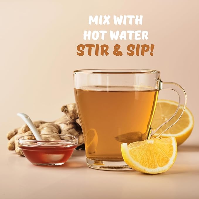 Lipatea Instant Honey Ginger Drink with Lemon Caffeine Free Tea Gluten Free 100% Natural Lemon tea | Enjoy Hot or Cold (Pack of 2)