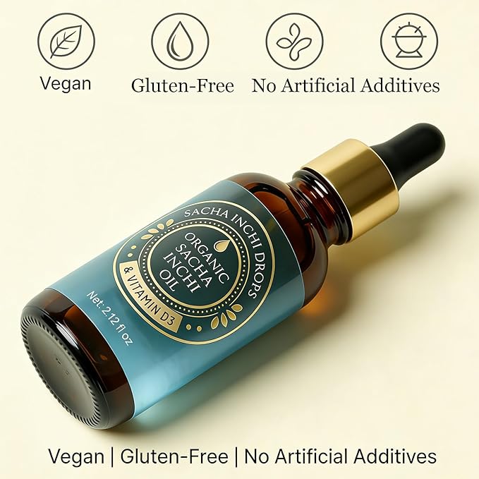 Sacha Inchi Oil Organic Sacha Inchi Drops Cold-Pressed Specific for Menopausal Joint Dryness (2Bottle)