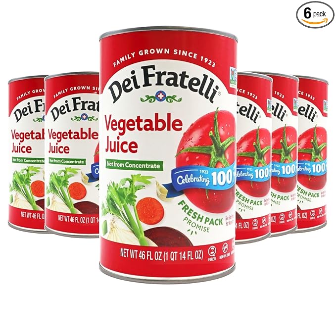 Dei Fratelli Vegetable 100% Juice Not from Concentrate 46oz (6 pack)