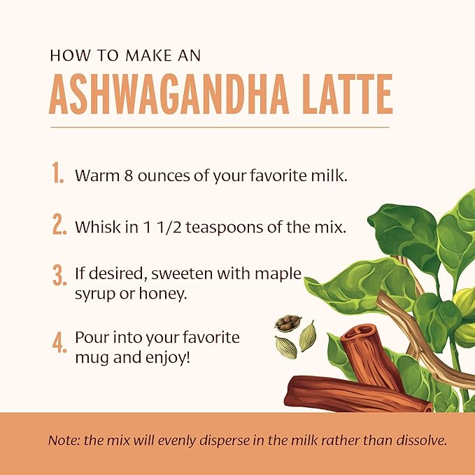 Banyan Botanicals Ashwagandha Latte – Caffeine-Free Organic Herbal Latte Mix – Instant Herbal Adaptogen Drink for Energy Relaxation and Nourishment* – 4.2 oz – Non-GMO Sustainably Sourced Vegan