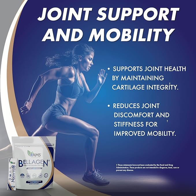 America Medic &amp Science Bellagen Collagen Peptides – 20 Single Serving Sticks for Skin Hair Nail &amp Joint Support – Hydrolyzed Grass-Fed Gluten-Free Non-GMO