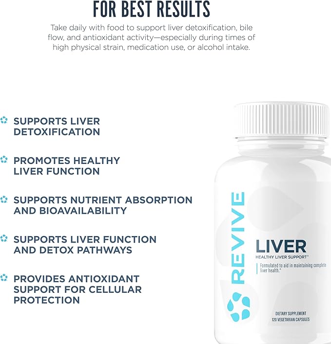 Revive MD Natural Liver Cleanse Detox &amp Repair Supplement – Milk Thistle Liver Support Formula Promotes Healthy Liver Function &amp Helps Reduce Inflammation – 120 Capsules (30 Servings)