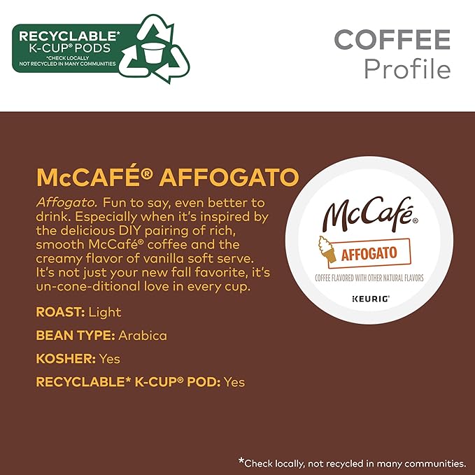 McCafe Affogato Single Serve Keurig K-Cup Pods Flavored Coffee Limited Edition 96-Count Box (4 Packs of 24)