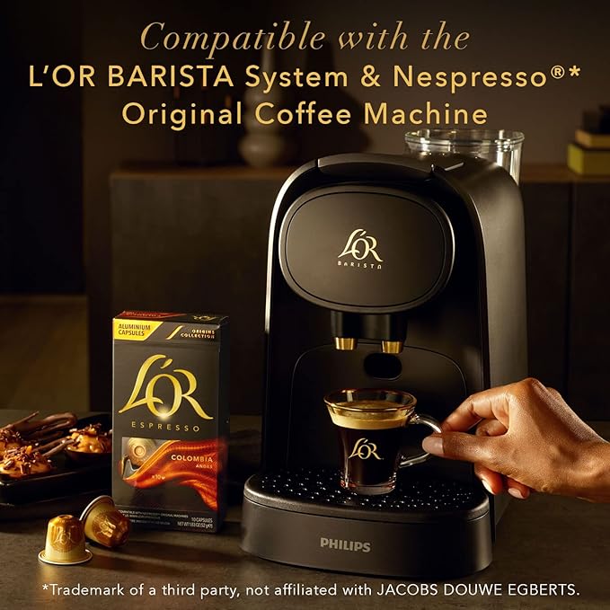 L'OR Espresso Capsules 50 Count Colombia Single-Serve Aluminum Coffee Capsules Compatible with the L'OR BARISTA System &amp *Nespresso Original Machines
